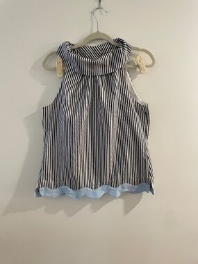 Sail to Sable sleeveless navy striped halter